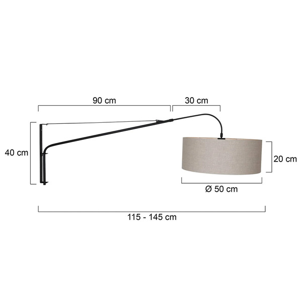  Steinhauer Steinhauer Elegant Classy Textile Wall Light, Black/mud 