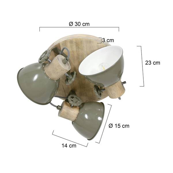  Steinhauer Steinhauer Gearwood Downlight, 3-bulb Round, Green 