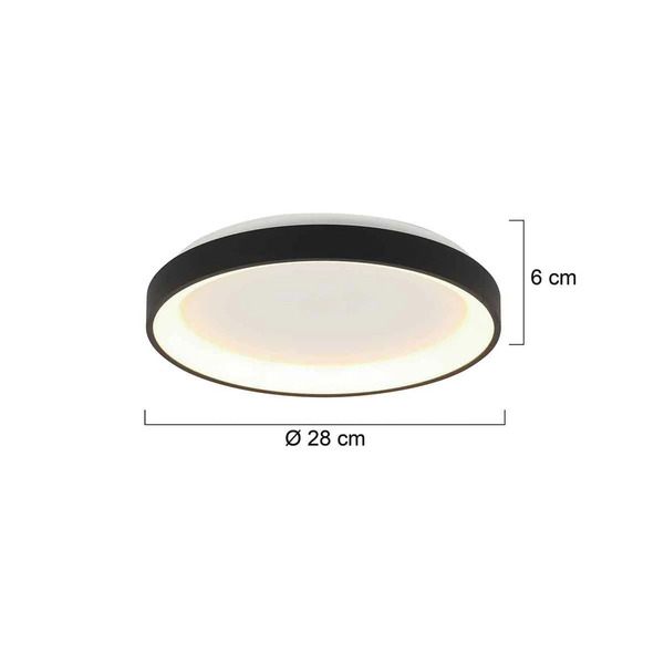  Steinhauer Steinhauer Led Ceiling Light Ringlede, Black, Height 6 Cm, ø 28 Cm 
