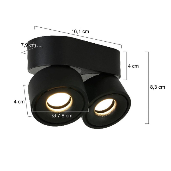  Steinhauer Steinhauer Led Ceiling Spotlight Fez, Black, 2-bulb, Metal, Swivelling 