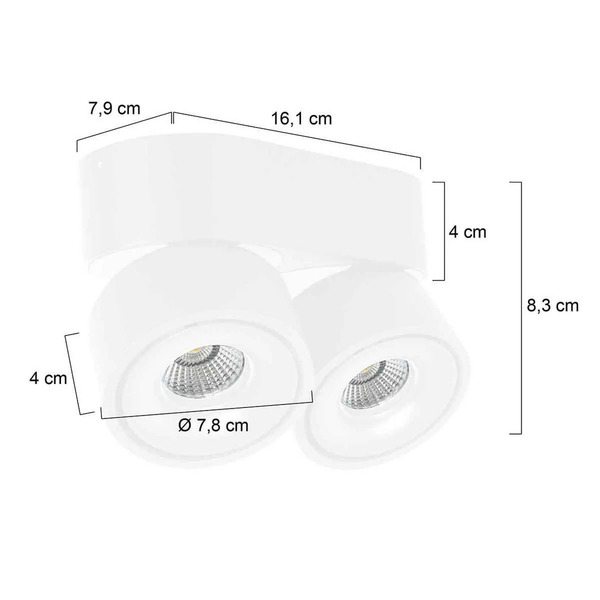  Steinhauer Steinhauer Led Ceiling Spotlight Fez, White, 2-bulb, Metal, Swivelling 
