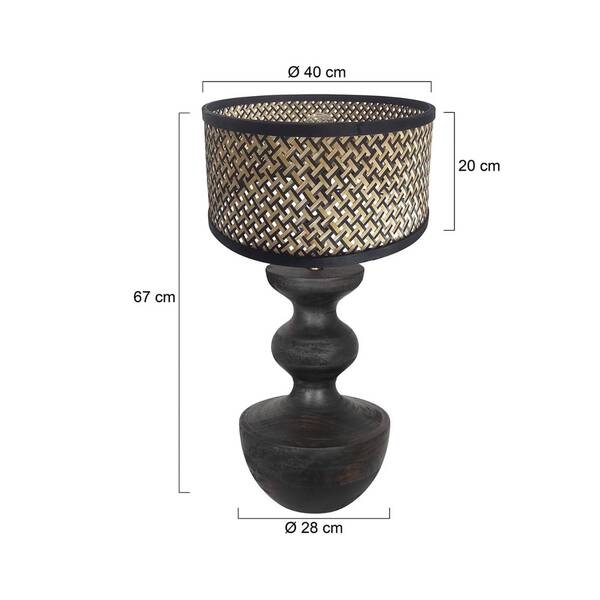  Steinhauer Steinhauer Lyons 3747zw Table Lamp, Black/natural Wickerwork 