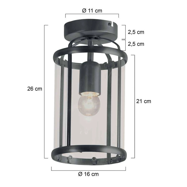  Steinhauer Steinhauer Pimpernel Ceiling Light, Black, Metal, Glass 