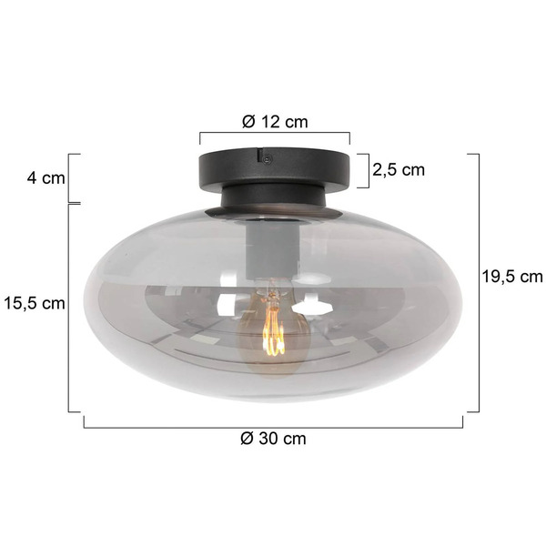  Steinhauer Steinhauer Reflexion Ceiling Light, ø 30 Cm, Glass, Black/smoke Grey 