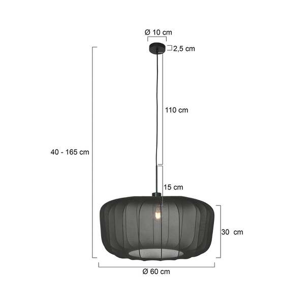  Steinhauer Steinhauer Sparkled Light Pendant Light, Black Nylon, ø 60 Cm, E27 