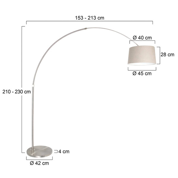  Steinhauer Steinhauer Sparkled Light Silver/mud Arc Floor Lamp, Height 240 Cm 