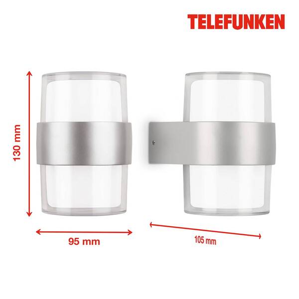 Telefunken Telefunken Cludu Led Outdoor Wall Light, Silver 