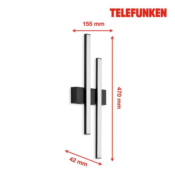  Telefunken Telefunken Graz Led Outdoor Wall Light Direct 2-bulb, Black 