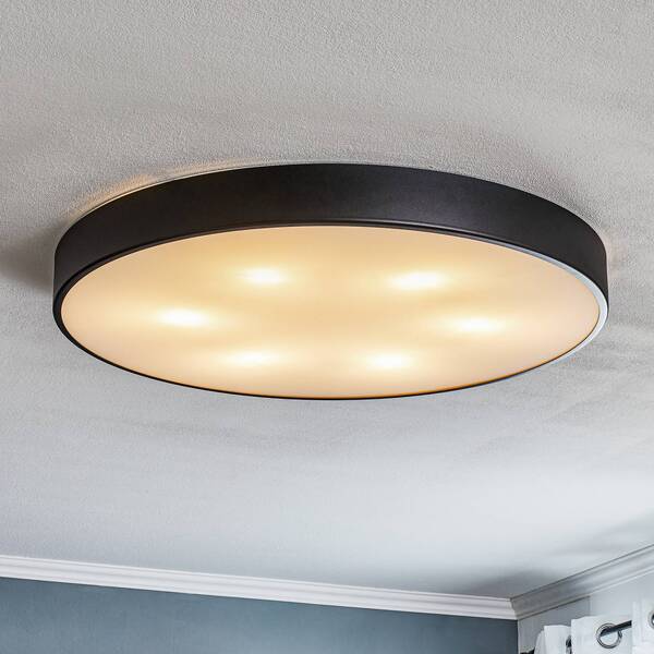 Temar Lighting Temar Lighting Cleo Ceiling Lamp, Glass Diffuser Black ø 78 cm 
