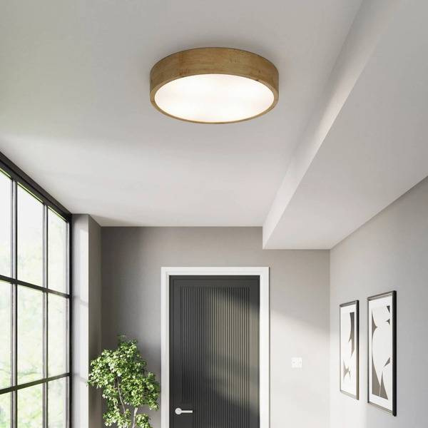 Temar Lighting Temar Lighting Cleo Ceiling Light, ø 48 Cm, 4-bulb, Oak Wood, E27 