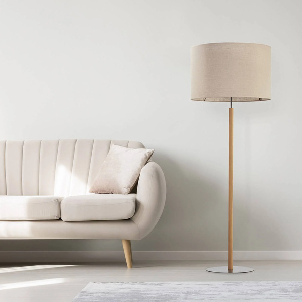  Tk Lighting Tk Lighting Deva Nature Floor Lamp, Textile, Wood 