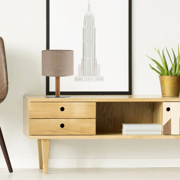  Tk Lighting Tk Lighting Deva Nature Table Lamp, Textile, Wood 