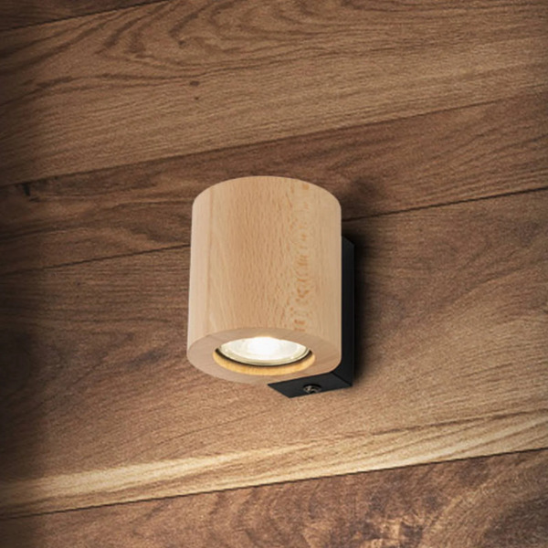  Tk Lighting Tk Lighting Eve Wall Light, Beech, Wood, ø 8 Cm, Gu10 