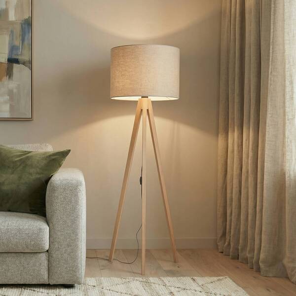  Tk Lighting Tk Lighting Grand Floor Lamp, Beige/pine, Height 145 Cm, E27 