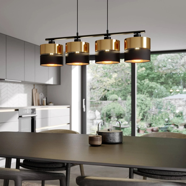  Tk Lighting Tk Lighting Hilton Pendant Light, Black/gold, 4-bulb 