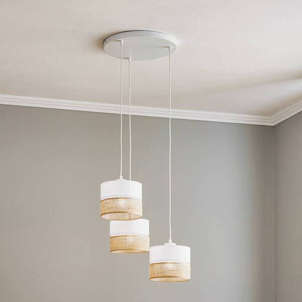  Tk Lighting Tk Lighting Linobianco Pendant Light, Round, 3-bulb 