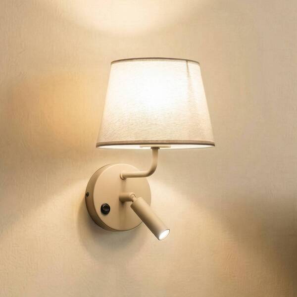  Tk Lighting Tk Lighting Maja Wall Light, Sand, Textile, Reading Light, Height 25 Cm 
