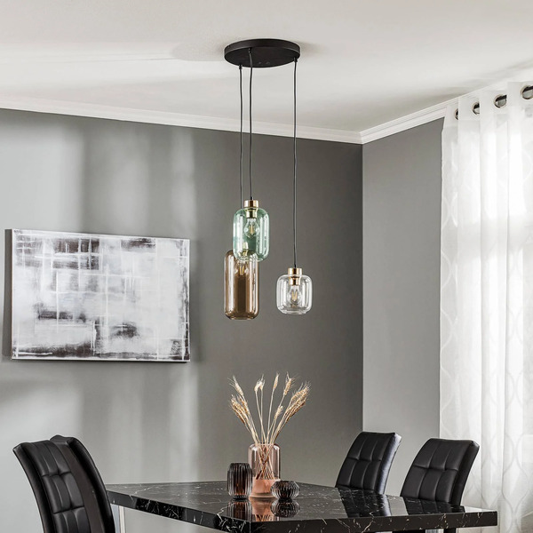  Tk Lighting Tk Lighting Marco Green Pendant Light, 3-bulb, Clear/green/brown 