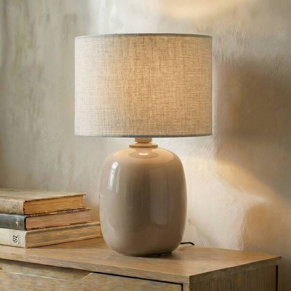  Tk Lighting Tk Lighting Melody Table Lamp, Sand, Textile, Height 48 Cm, E27 
