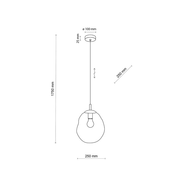 Tk Lighting Tk Lighting Sol Mini Pendant Light, Glass, ø 25 Cm, Black/clear 