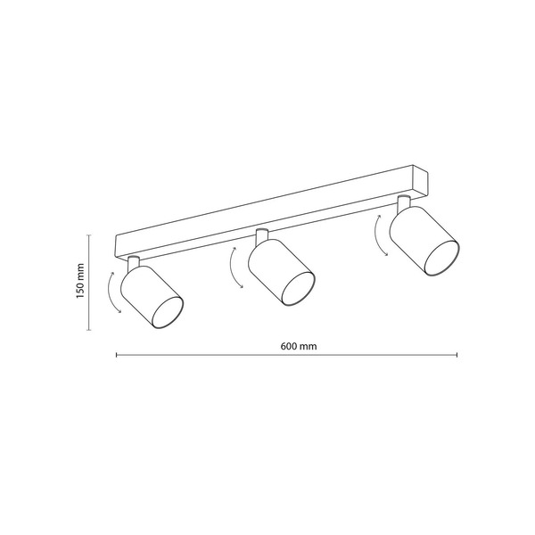 Tk Lighting Tk Lighting Top Downlight, Adjustable, Brown, 3-bulb Linear 