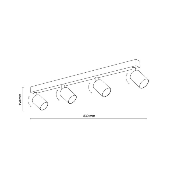  Tk Lighting Tk Lighting Top Downlight, Adjustable, Brown, 4-bulb Linear 