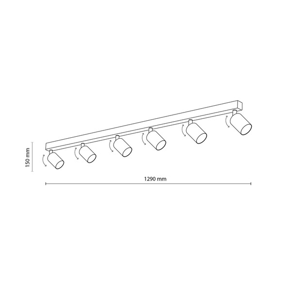  Tk Lighting Tk Lighting Top Downlight, Adjustable, Brown, 6-bulb Linear 