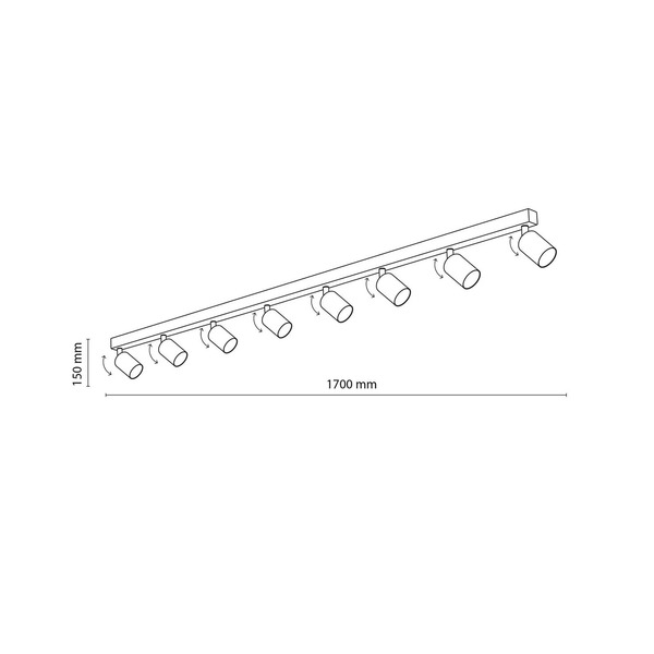  Tk Lighting Tk Lighting Top Downlight, Adjustable, Brown, 8-bulb Linear 