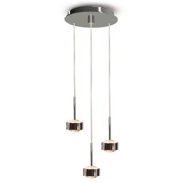  Top Light Top Light Puk Drop Trio Pendant Light, Matt Chrome, 3-bulb G9 