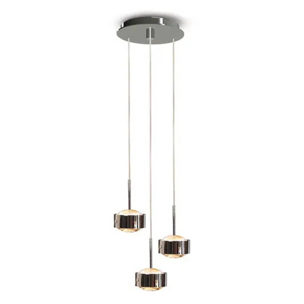  Top Light Top Light Puk Maxx Drop Trio Pendant Light, Matt Chrome, 3-bulb G9 