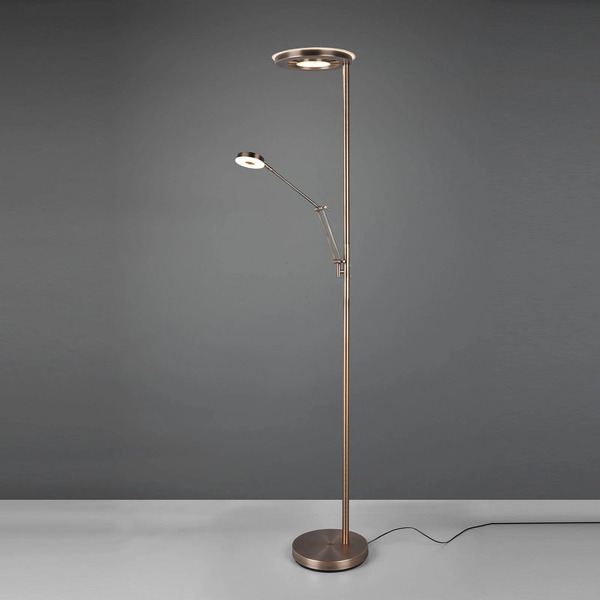  Trio Lighting Trio Lighting Barrie Led Uplighter With Reading Light, Antique Brass 