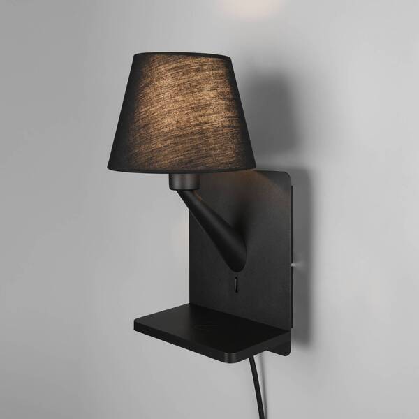  Trio Lighting Trio Lighting Comfort Wall Light, Matt Black, Metal, Plug, E14 