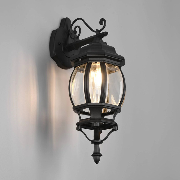  Trio Lighting Trio Lighting Elvo Outdoor Wall Light, Socket Below, Matt Black 