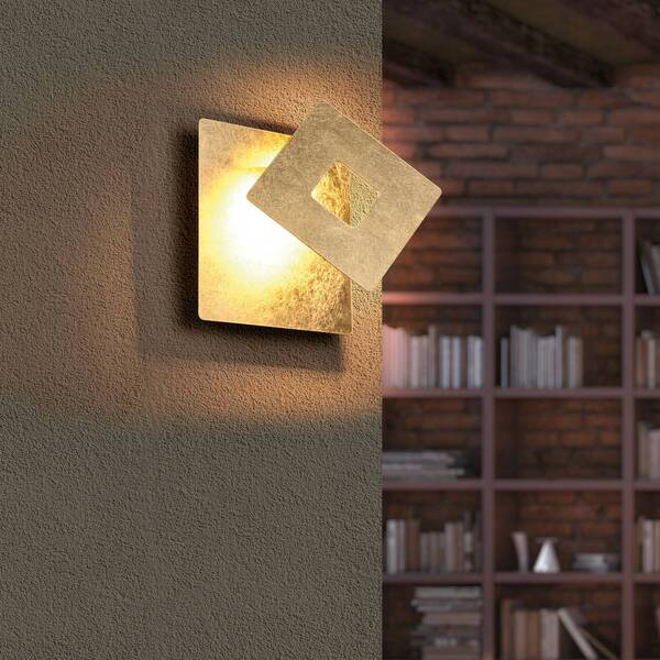  Trio Lighting Trio Lighting Led Wall Light Leano, Angular Shade, Gold, Indirect 