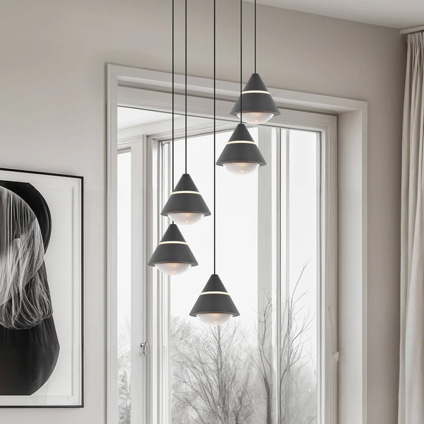  Trio Lighting Trio Lighting Romeo Led Hanging Light, ø 28 Cm, Black, Metal, 5-bulb. 