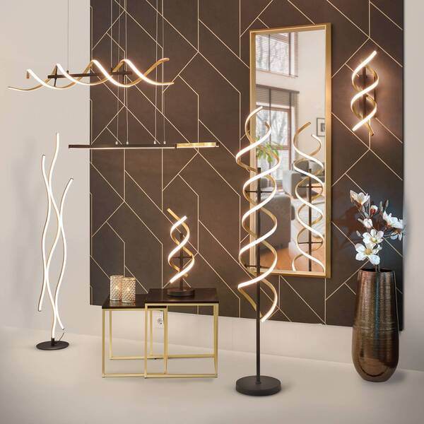  Trio Lighting Trio Lighting Sequence Led Floor Lamp, Dimmable, Cct, Brass 