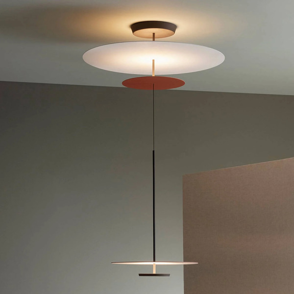  Vibia Vibia Flat Led Hanging Light, 3-bulb, ø 90 Cm, Terracotta 