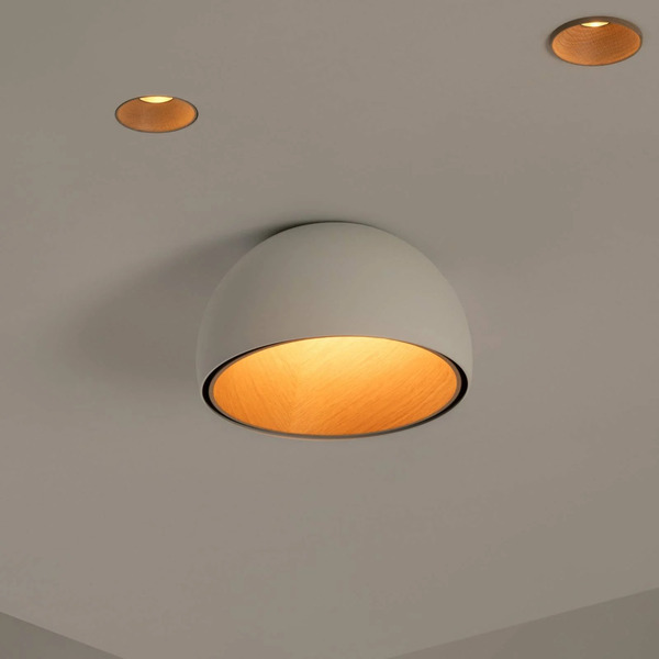  Vibia Vibia Led Ceiling Light Duo, White, Height 19 Cm, Oak Wood 
