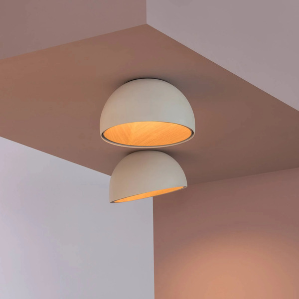  Vibia Vibia Led Ceiling Light Duo, White, Height 23 Cm, Oak Wood 