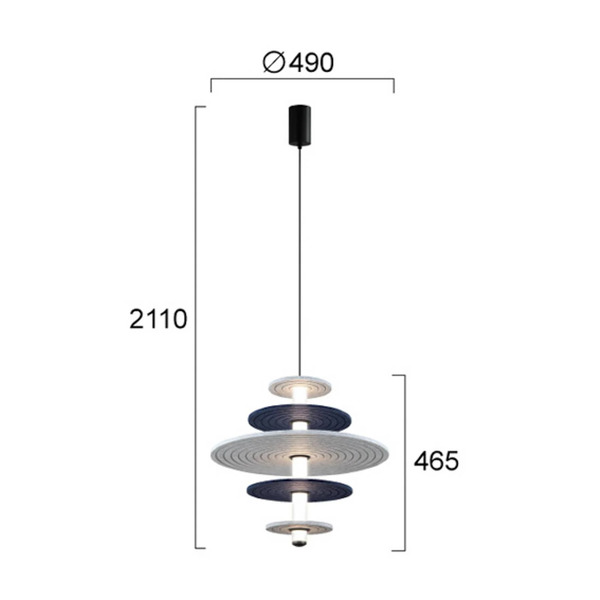 Viokef Viokef Azul Led Hanging Light, Height 46 Cm, Blue/grey/black, Felt 