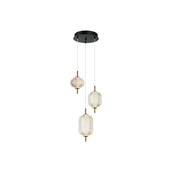  Viokef Viokef Led Pendant Light Pellucid, Bronze Colour/clear, 3-bulb 