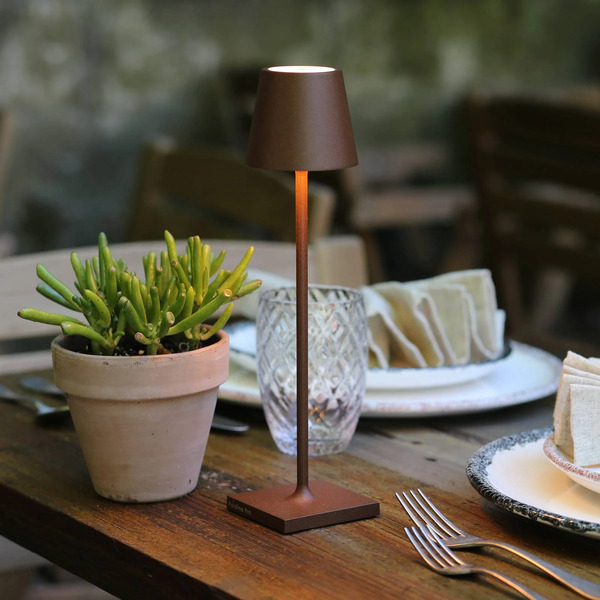  Zafferano Zafferano Led Rechargeable Table Lamp Poldina Micro, Rust Brown, Ip65 