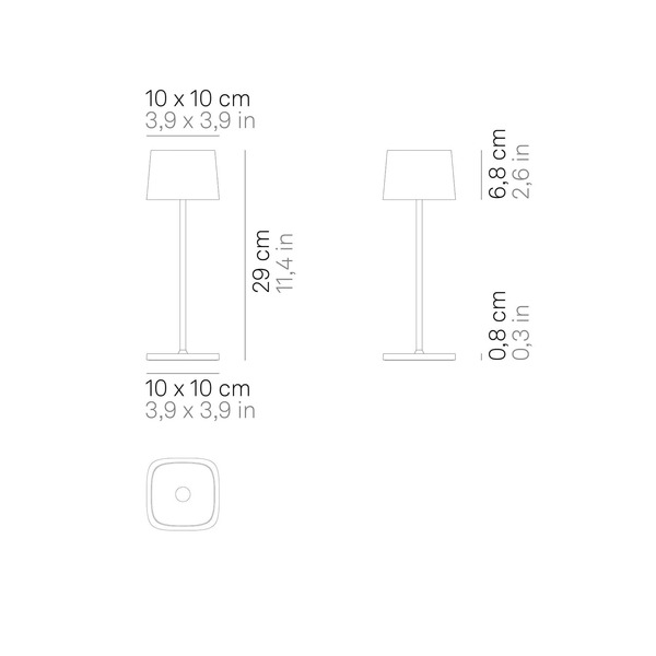  Zafferano Zafferano Ofelia 3k Rechargeable Table Lamp Ip65 Grey 