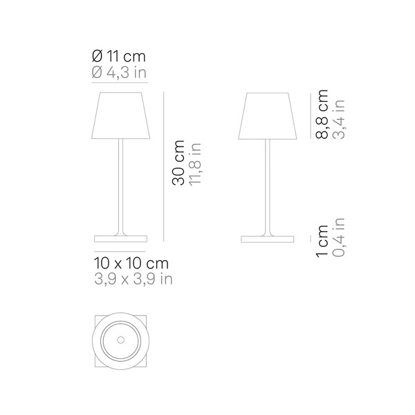  Zafferano Zafferano Poldina Mini Rechargeable Lamp, Copper Interior 