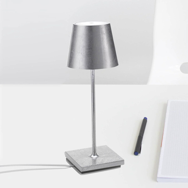  Zafferano Zafferano Poldina Mini Rechargeable Lamp, Silver Interior 
