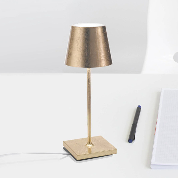  Zafferano Zafferano Poldina Mini Rechargeable Table Lamp, Gold Interior 