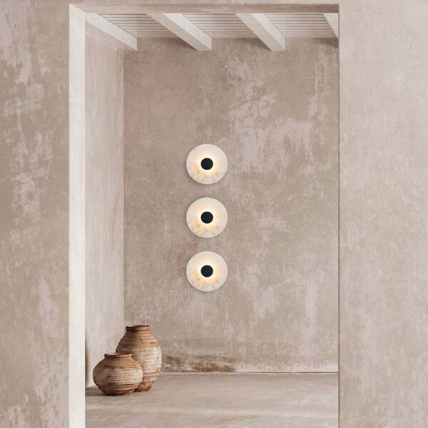  Zambelis Zambelis Led Wall Light 2551, White/black, ø 25 Cm, Alabaster 