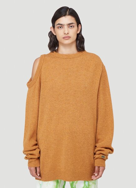  Aries Aries Cut-out Sweater - Woman Sweatshirts Orange L 