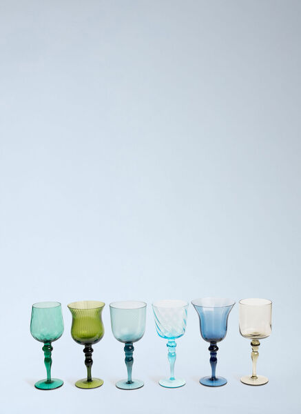  Bitossi Home Bitossi Home Set Of Six Assorted Blue Goblets -  Glassware Multicolour One Size 