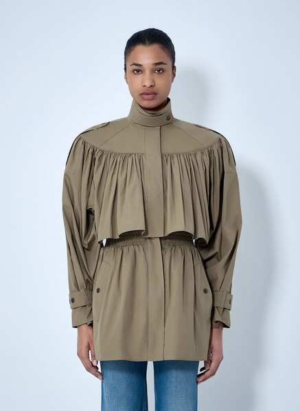  Chloé Chloé Gathered High-collar Jacket - Woman Jackets Olive Fr - 34 